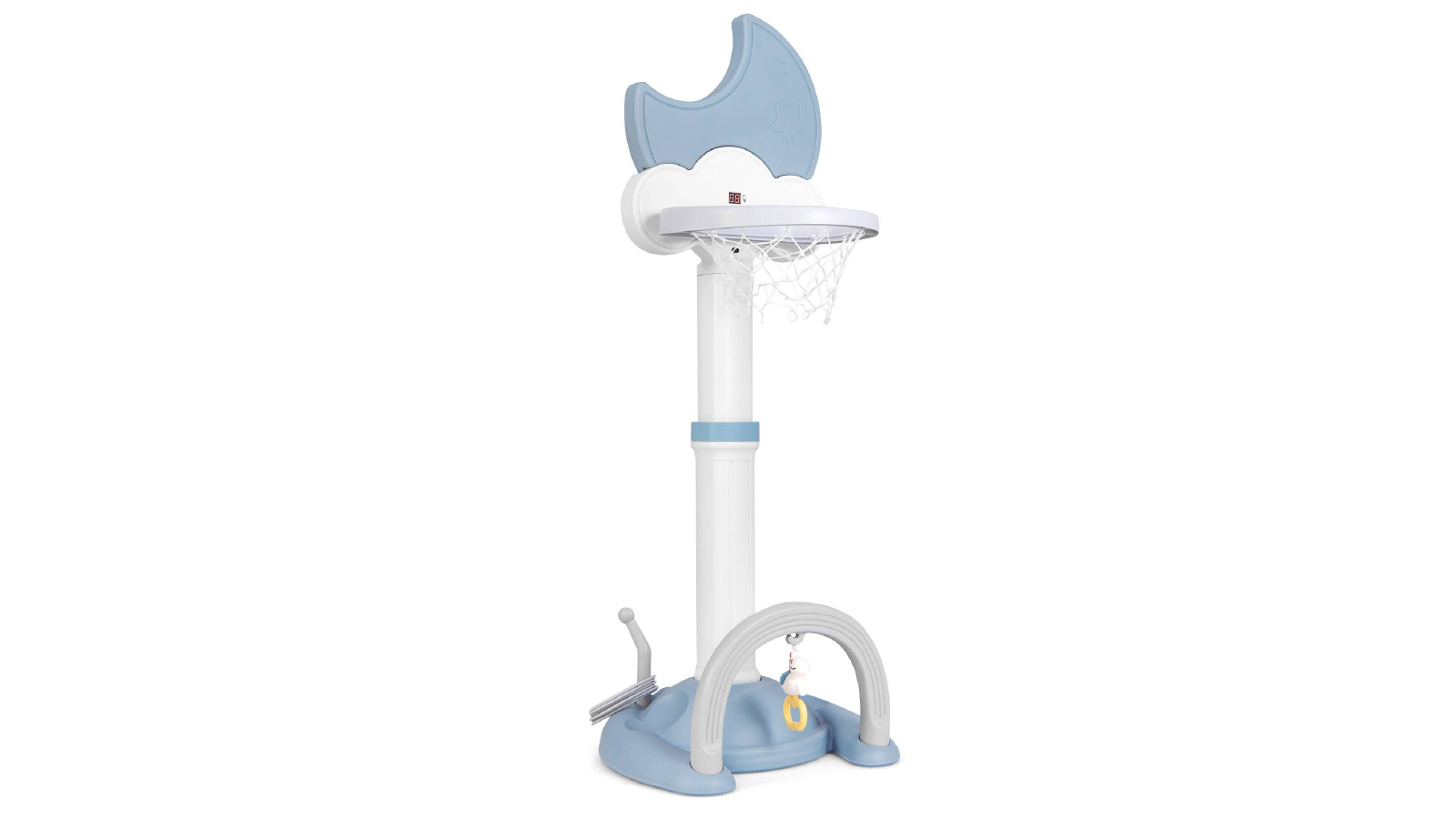 Costway 4 in 1 Adjustable Sports Center Basketball Hoop Football Golf Playset with Electronic Scoreboard