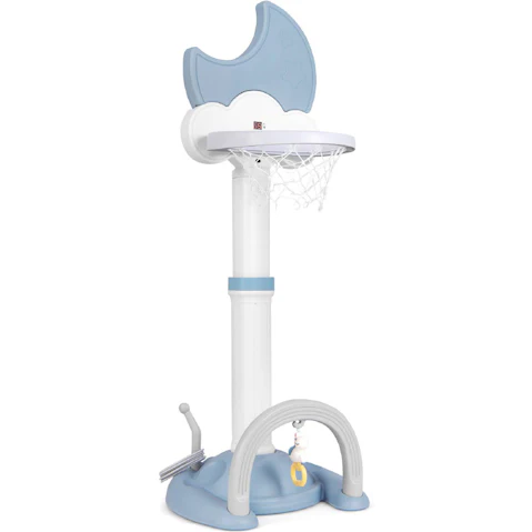 Costway 4 in 1 Adjustable Sports Center Basketball Hoop Football Golf Playset with Electronic Scoreboard