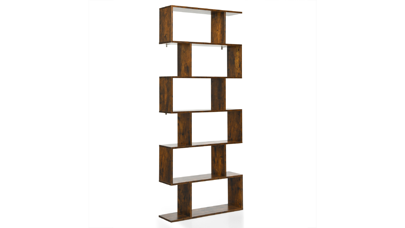 Costway 6 Tier Wood S Shape Bookcase - Cafe