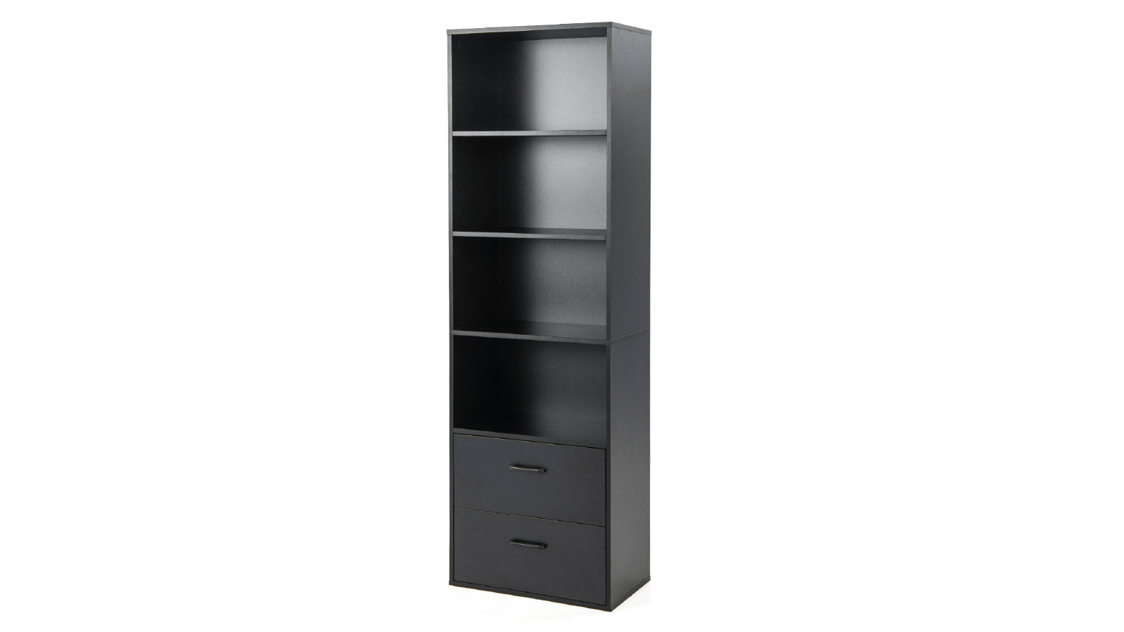 Costway 4 Tier Freestanding Modern Bookshelf with 2 Drawers - Black