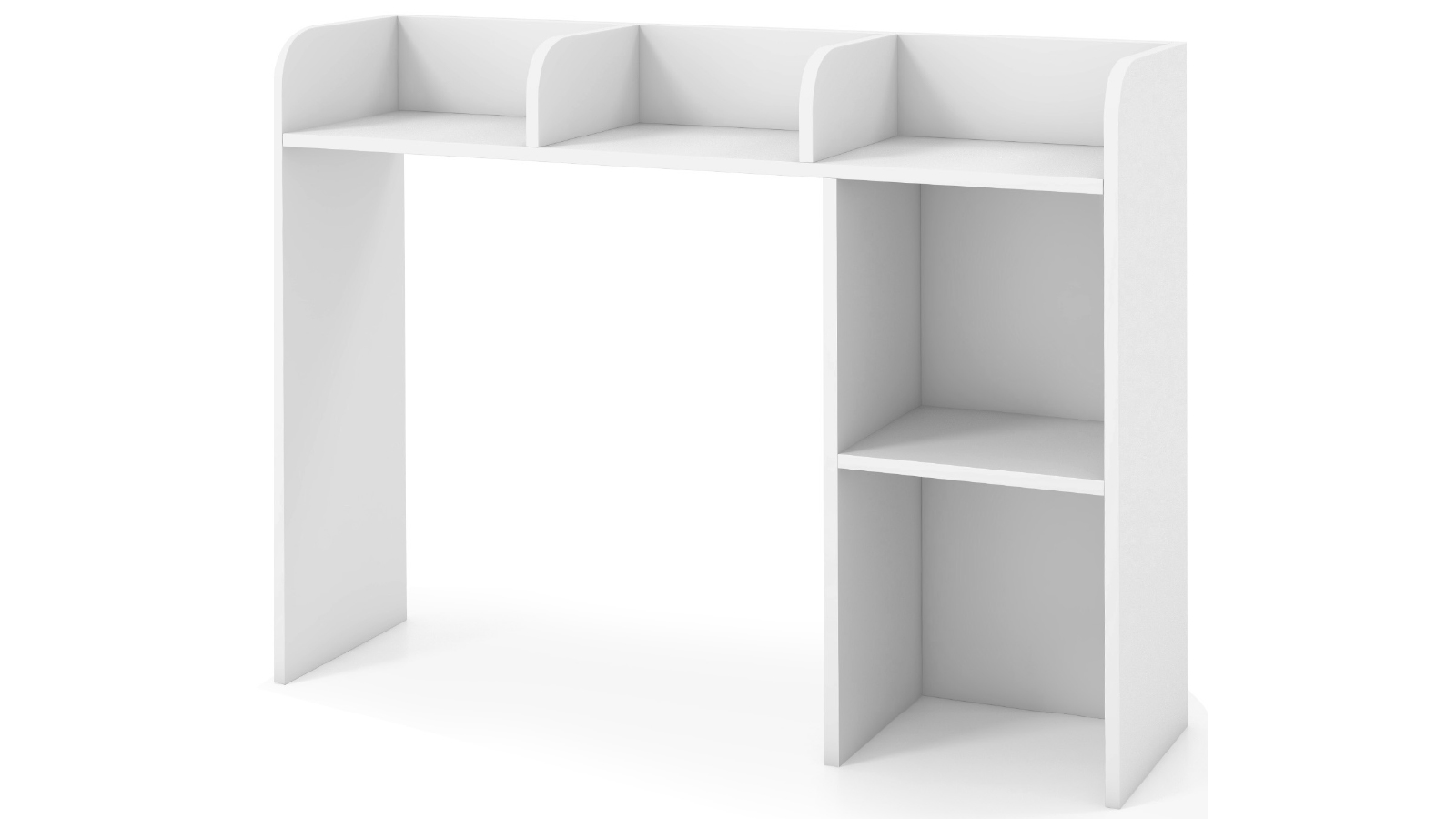 Costway Desktop Bookshelf Wood Display Rack with 4 Shelves and Open Compartment Storage - White