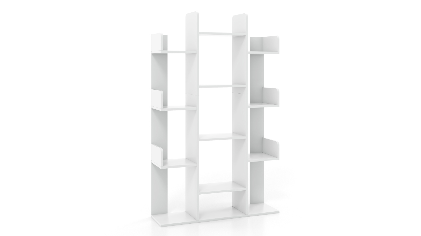 Costway 13 Tree Shaped Industrial Bookcase Shelf Divider with 13 Compartments - White