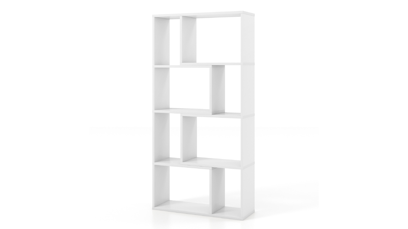 Costway 120cm 4 Tier Bookcase with 8 Cube Bookshelf - White