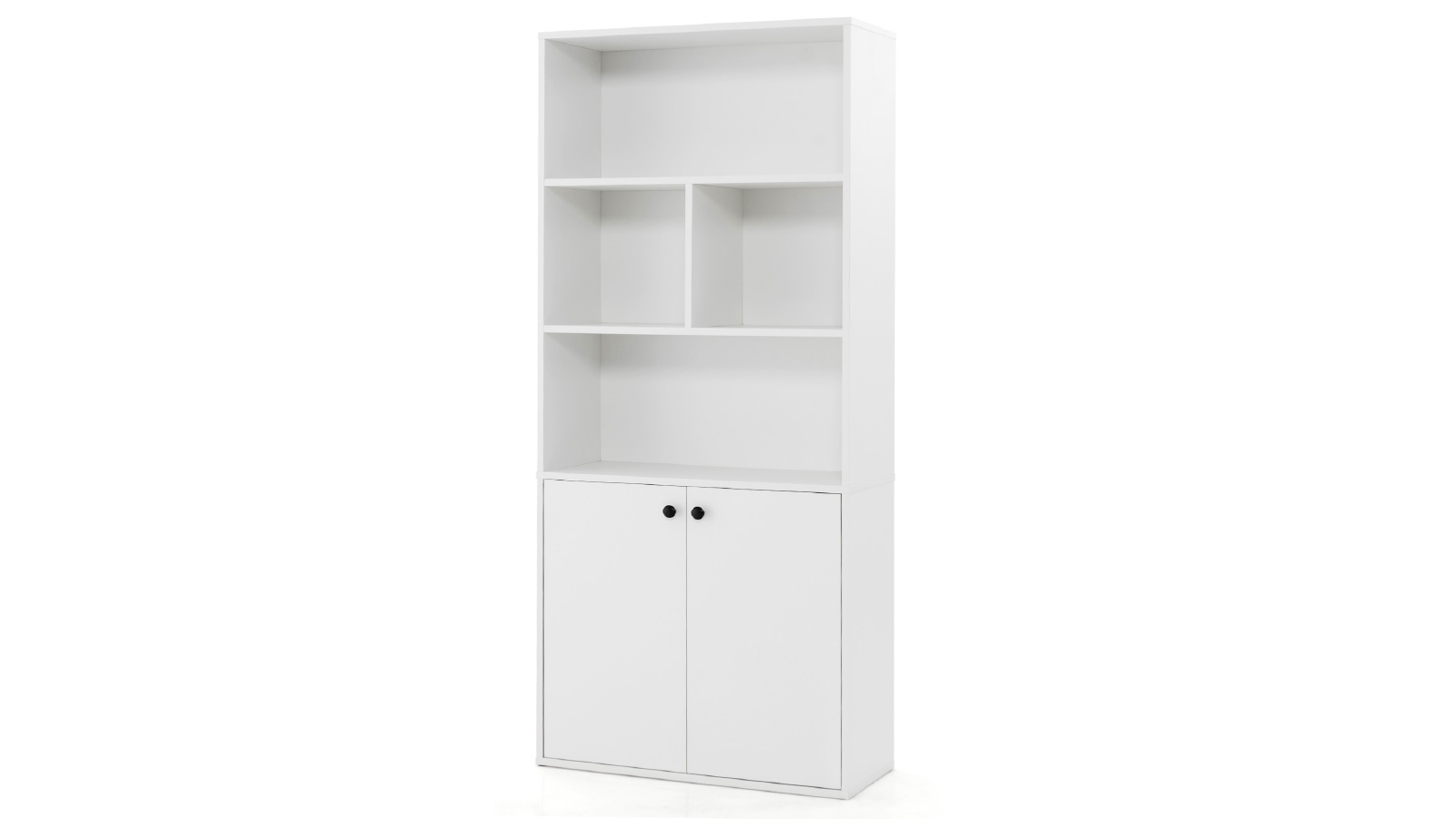 Costway Adjustable  Display Bookcase Cabinet with 2 Door Tall Cupboard Shelf - White