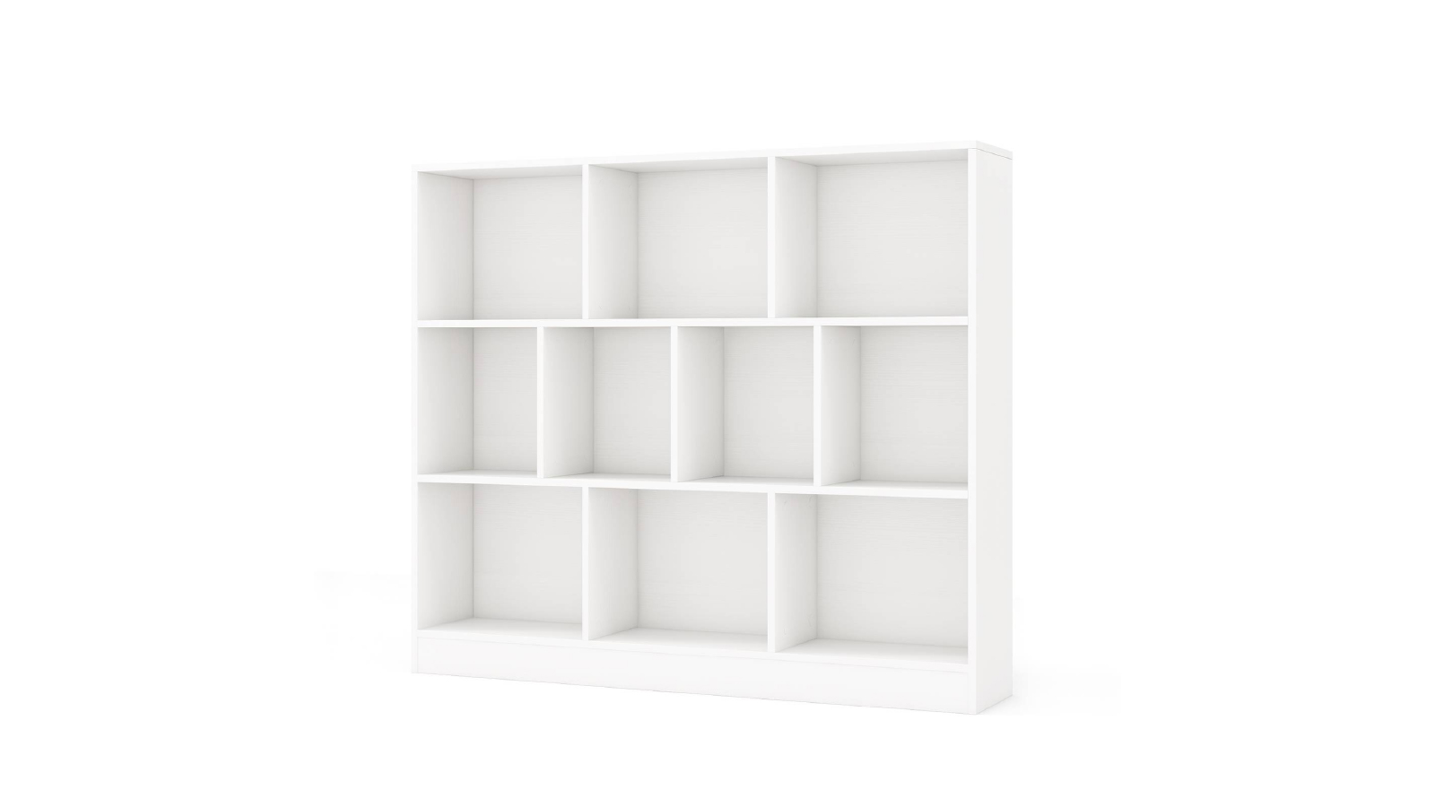 Costway 3 Tier Wooden Display Open Storage with 10 Cube Bookshelf - White