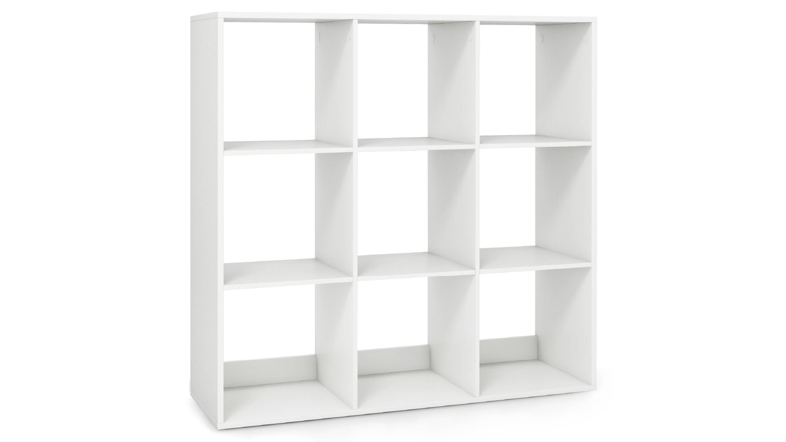 Costway 3 Tier Open Storage Organizer 9 Cube Bookshelf Modern Cubby Bookcase with Back Guardrail Shelves - White 