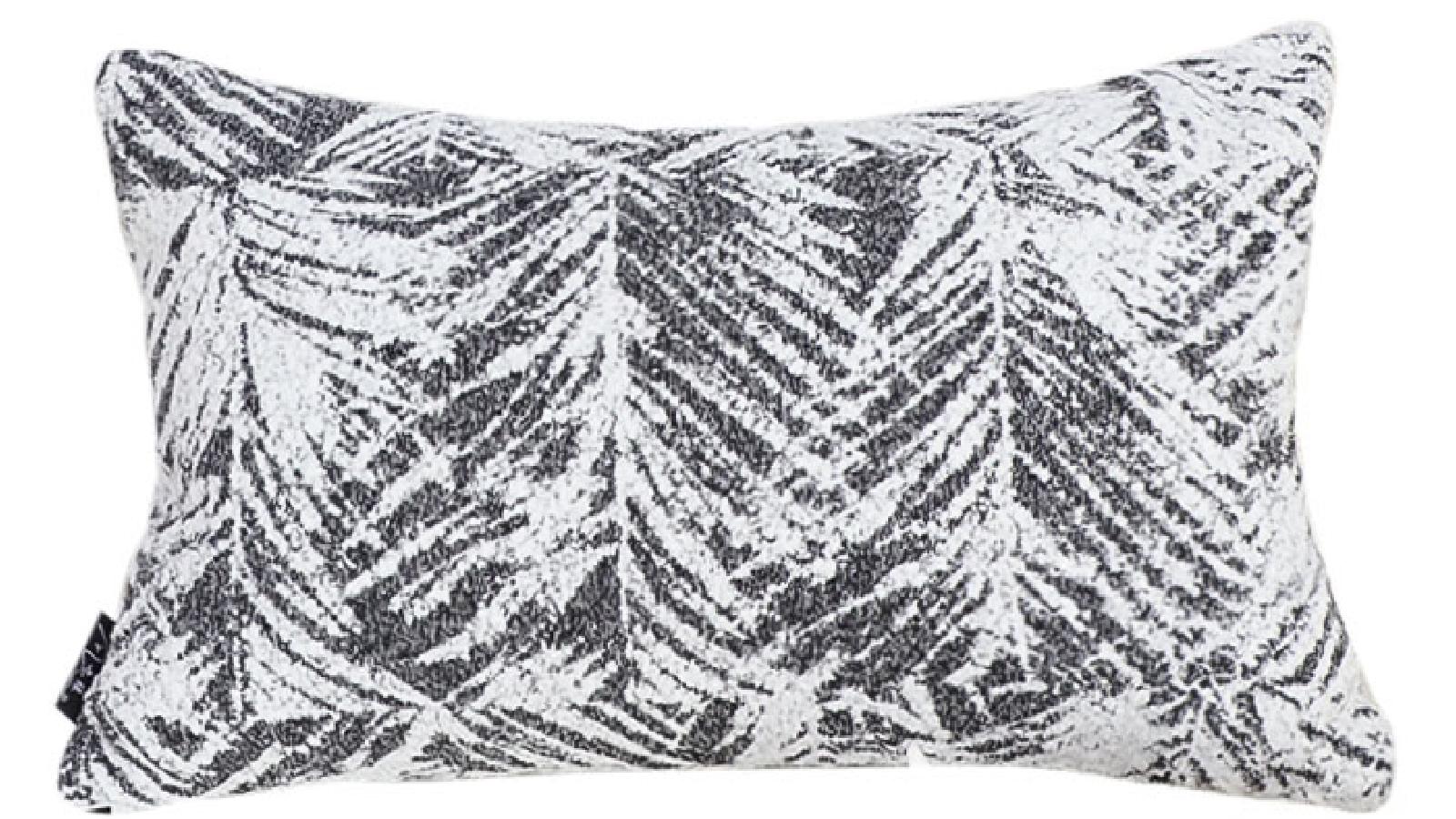 Soga 35cm Rectangle Modern Charcoal Palm Leaf Print Contemporary Throw Pillow