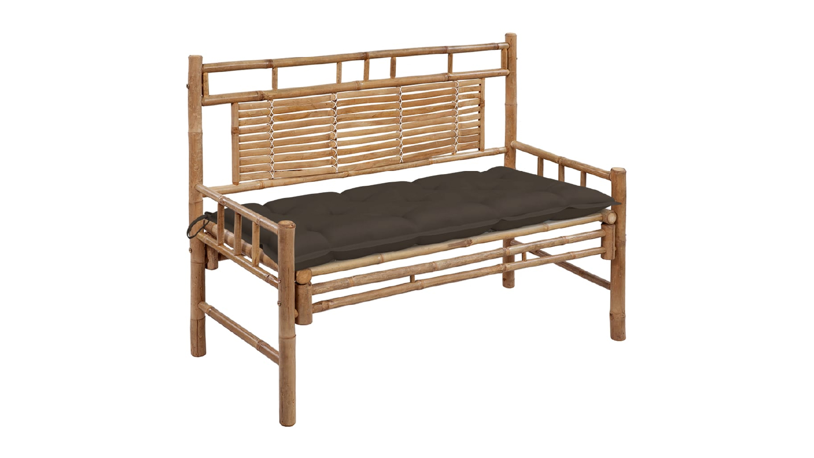 VidaXL 120cm Bamboo Garden Bench with Cushion - Taupe