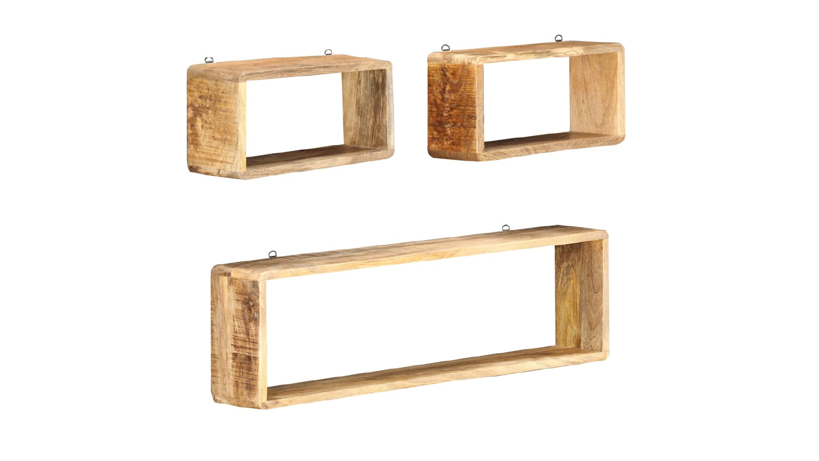 VidaXL 3 Piece Solid Mango Wood Wall Cube Shelf Set