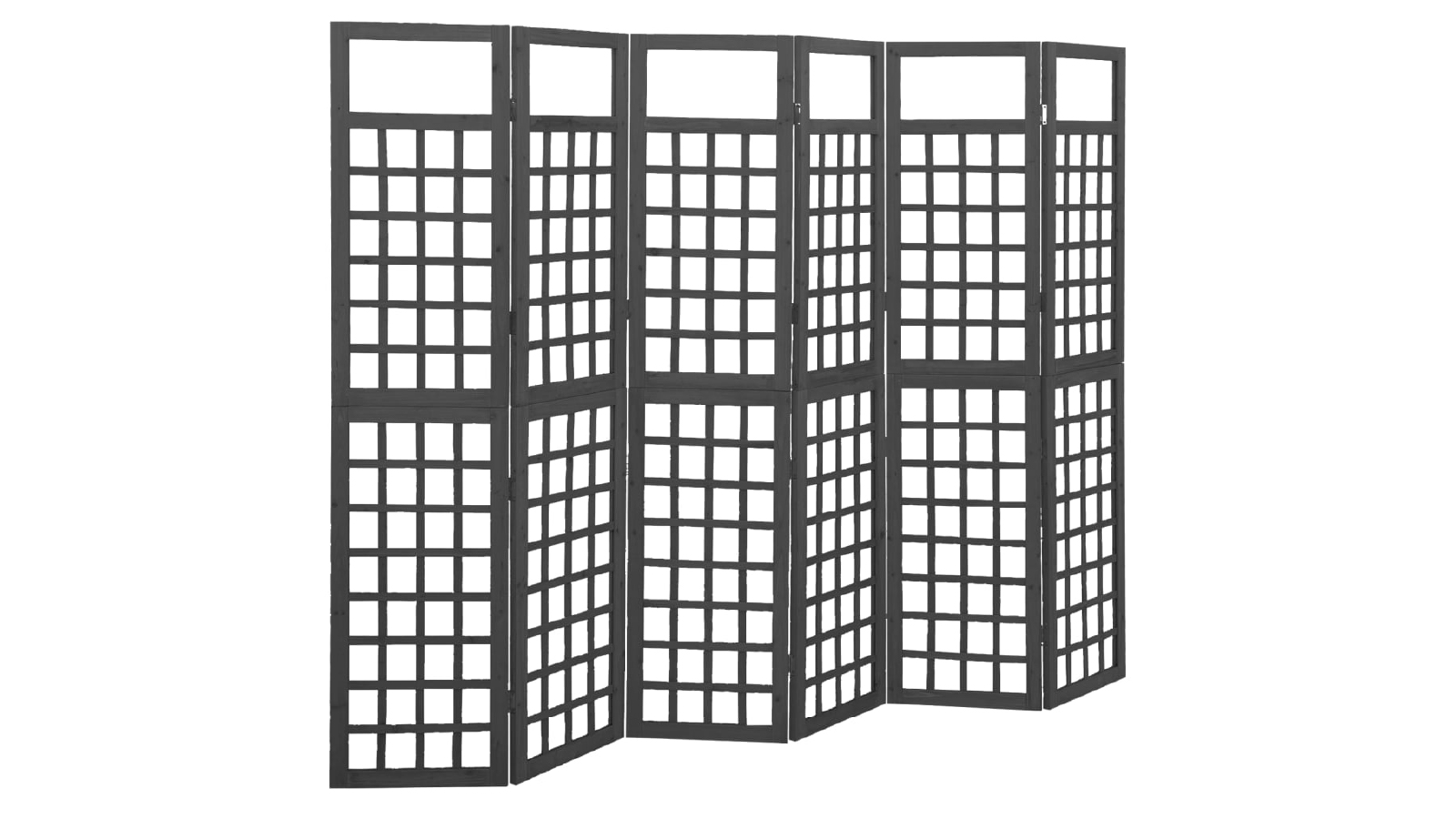 VidaXL 6 Panel 242.5 x 180cm Solid Fir Wood Room Divider - Black 