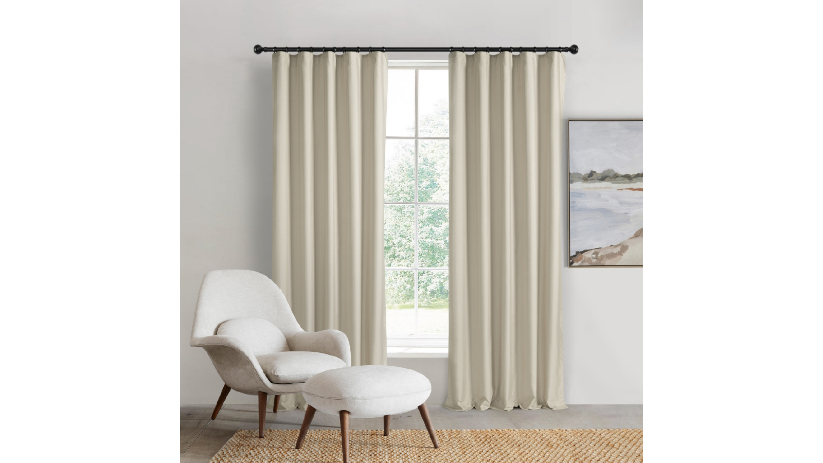 Sherwood Sand Home Orlando Blockout Multi Header Curtain Pair - 90 x 223cm