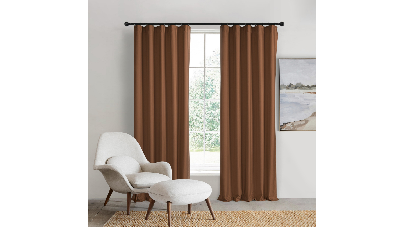 Sherwood Rust Home Orlando Blockout Multi Header Curtain Pair - 90 x 223cm