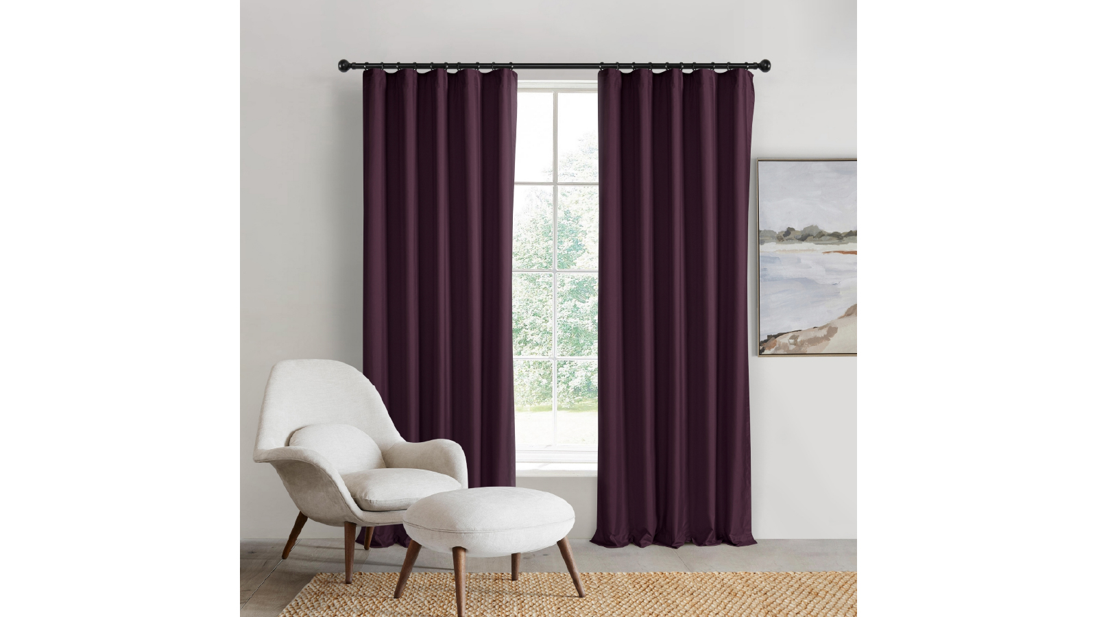 Sherwood Plum Home Orlando Blockout Multi Header Curtain Pair - 90 x 223cm