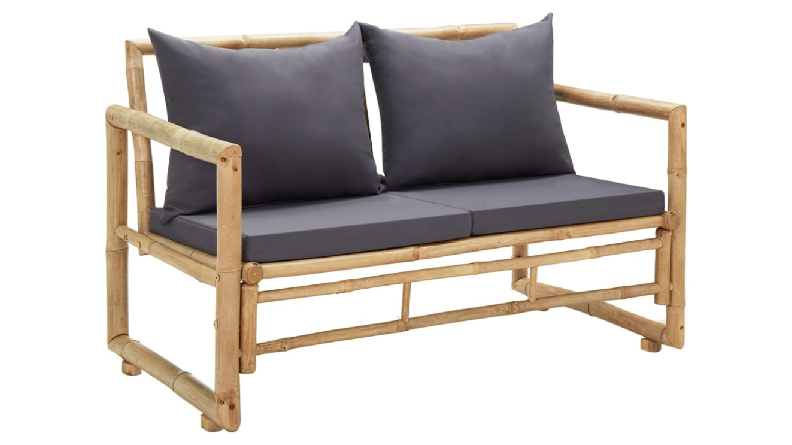 VidaXL 115cm Bamboo Garden Bench with Cushions - Grey