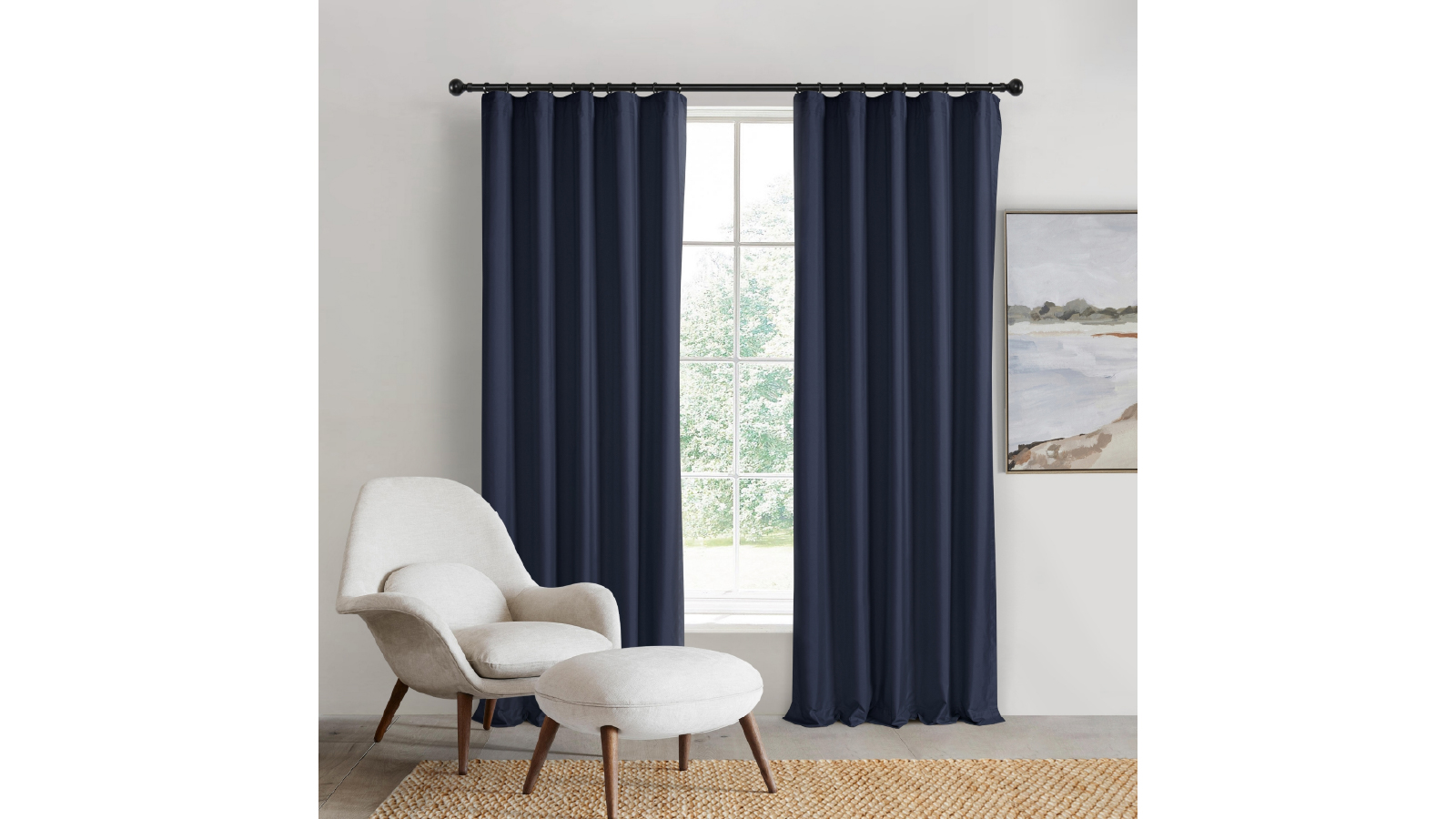 Sherwood Navy Home Orlando Blockout Multi Header Curtain Pair - 180 x 223cm