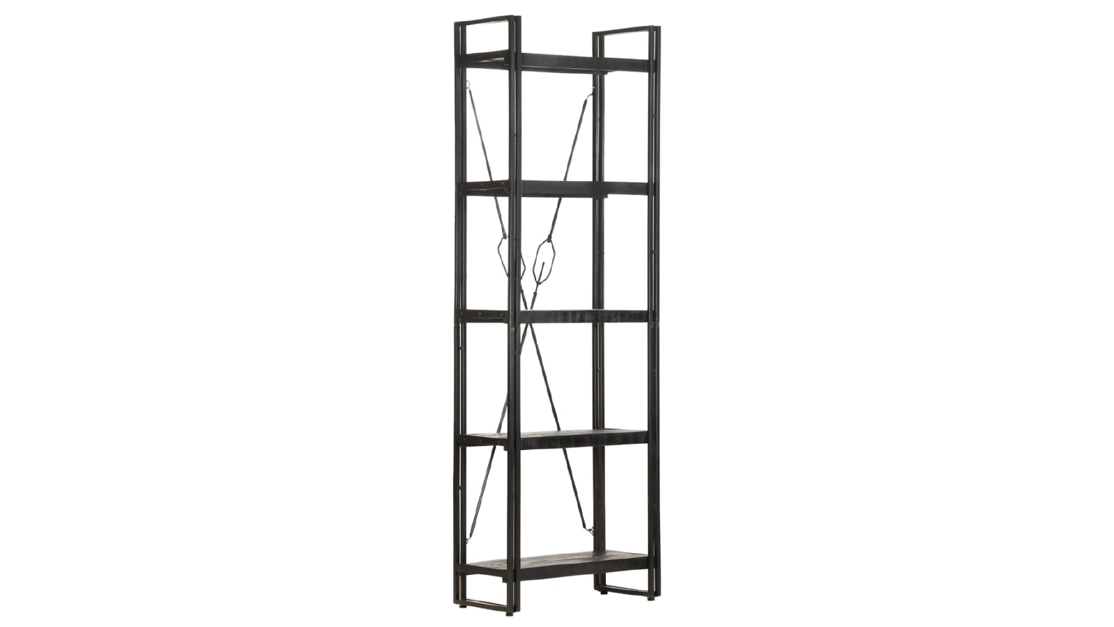 VidaXL 5 Tier 60 x 30x 180 cm  Solid Mango Wood Bookcase - Black 