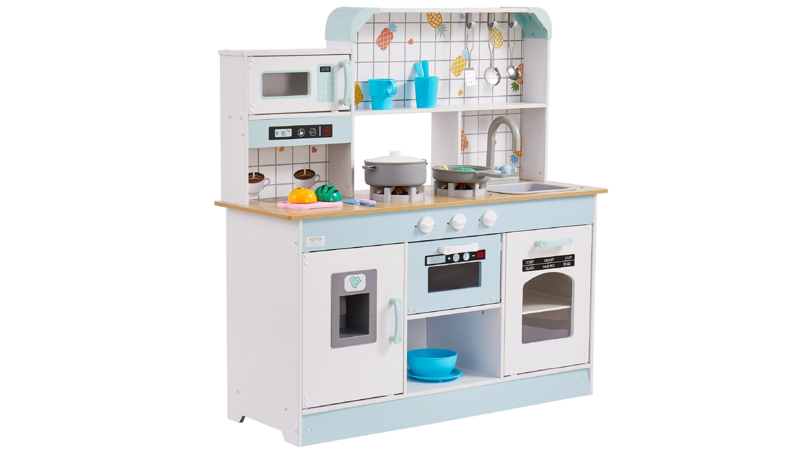 YS 24 Piece of Kids Pretend Cooking Play Toy Kitchen Playset - White