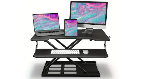 TM Foldable Standing Automatic Lifting Computer Desk - Black | Harvey ...