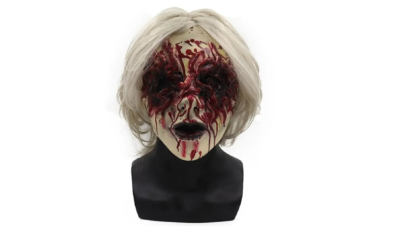 TM Spectral Elegance The Haunting Beauty of a White Haired Ghost Mask