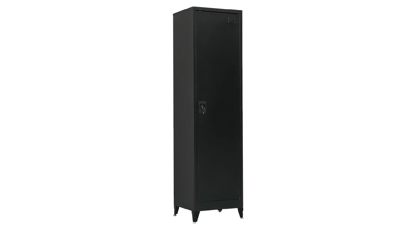 Randy and Travis Machinery Single Door Metal Tall Cabinet Shelf with legs Storage for Home Office Gym - Black