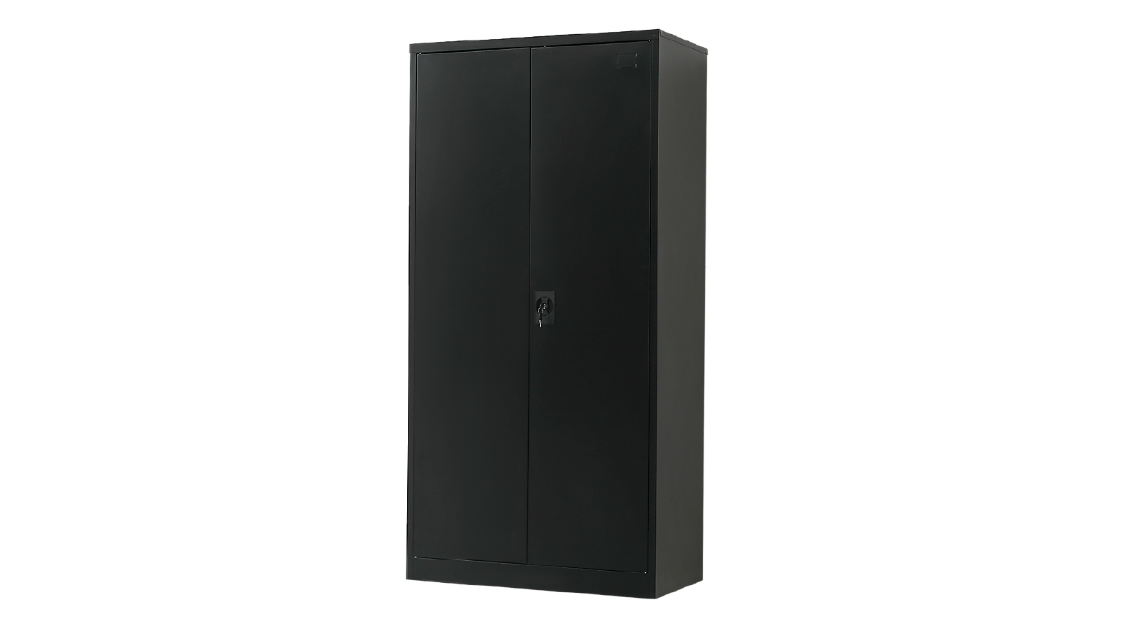 Randy and Travis Machinery Two Door Metal Cabinet Shelf Storage for Home Office Gym - Black