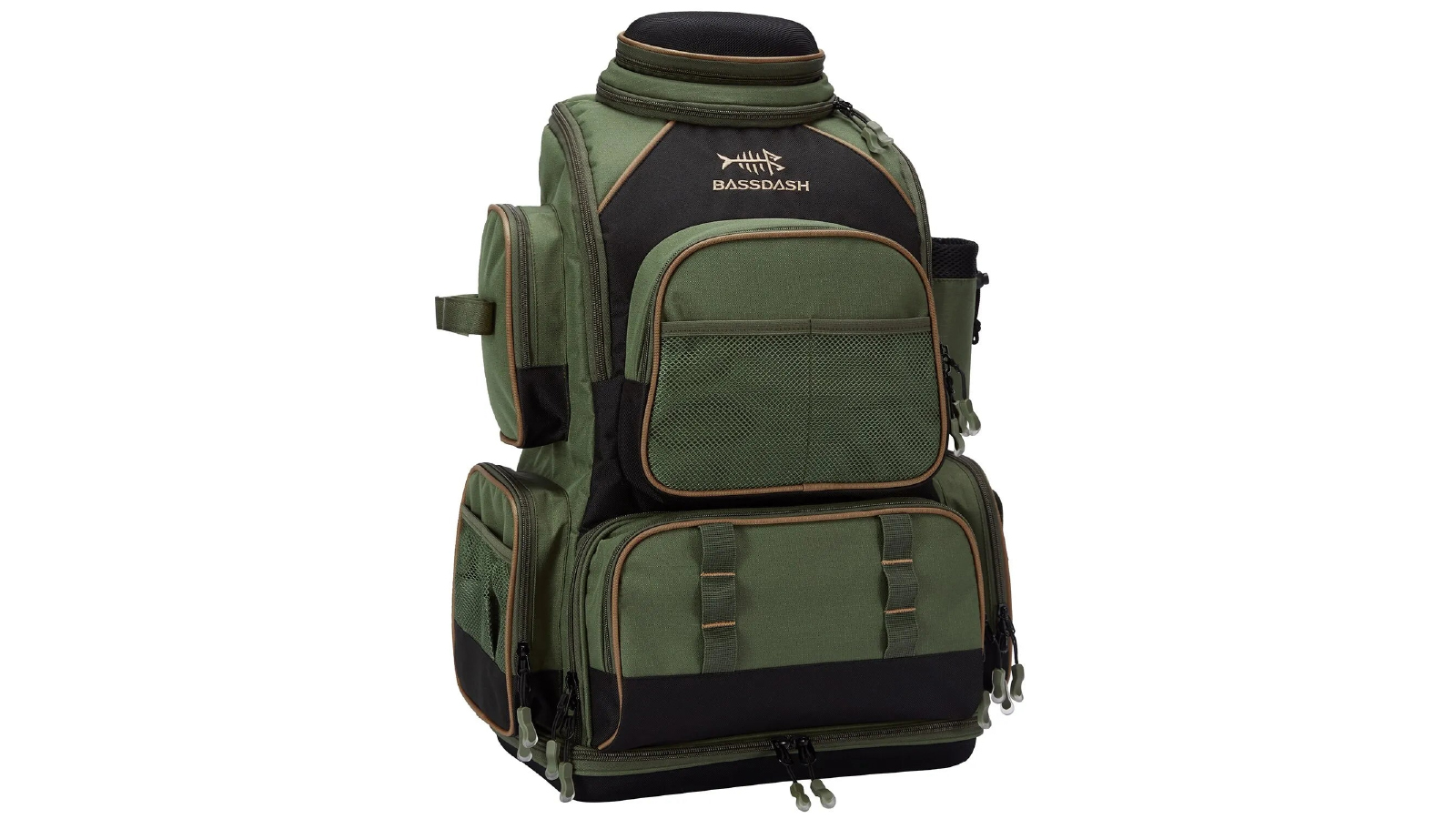 NNEOBA Tackle Backpack with Rain Cover Rod Holders - Army Green