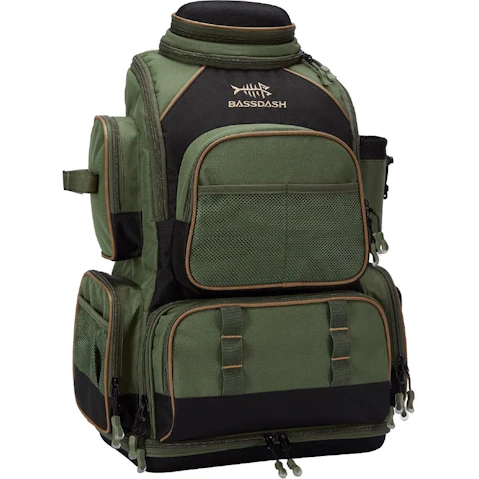 NNEOBA Tackle Backpack with Rain Cover Rod Holders - Army Green