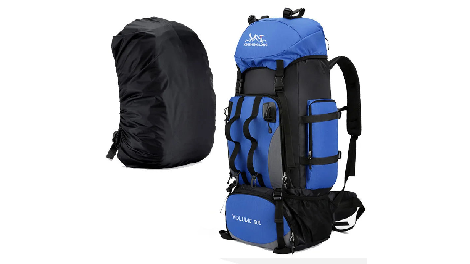 NNEOBA 90L Waterproof Camping Backpack with Cover - Blue