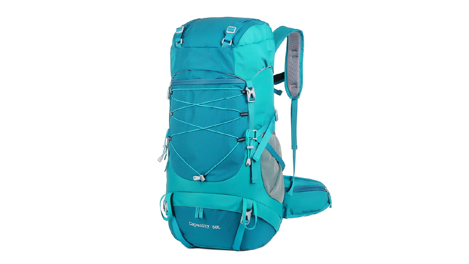 NNEOBA 50L Hiking Backpack with Rain Cover Waterproof - Blue