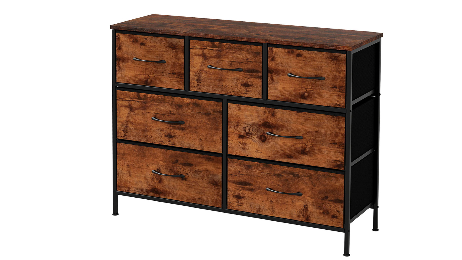 Levede 100 x 30 x 78cm 7 Drawer Dresser Fabric Storage Tower - Rustic Brown 