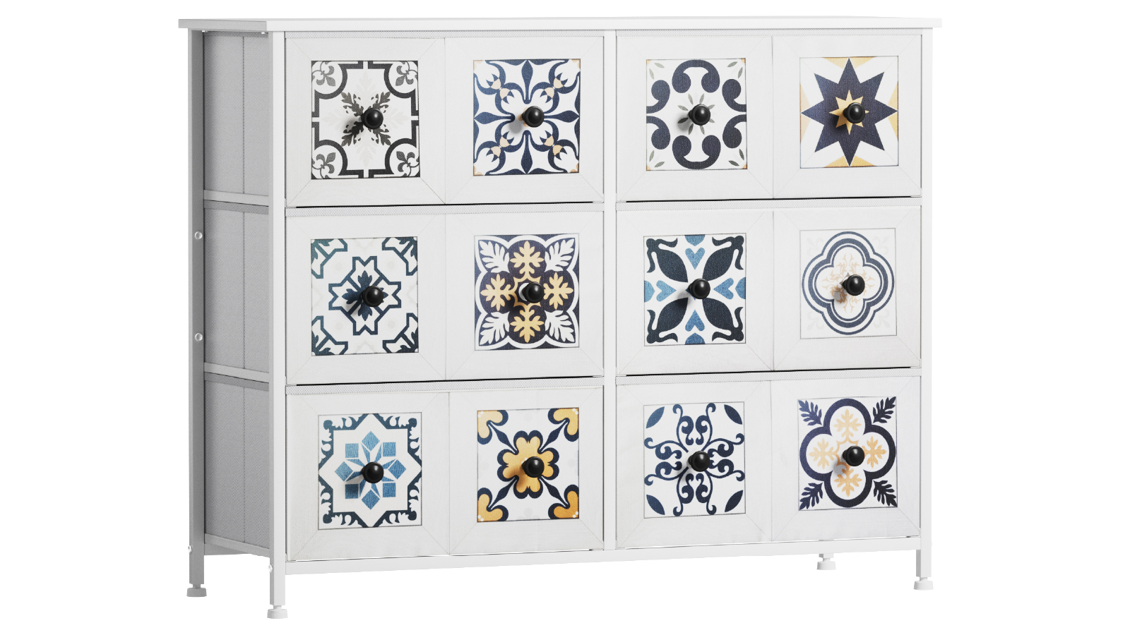 Levede 6 Drawers Patterned Cabinet - White