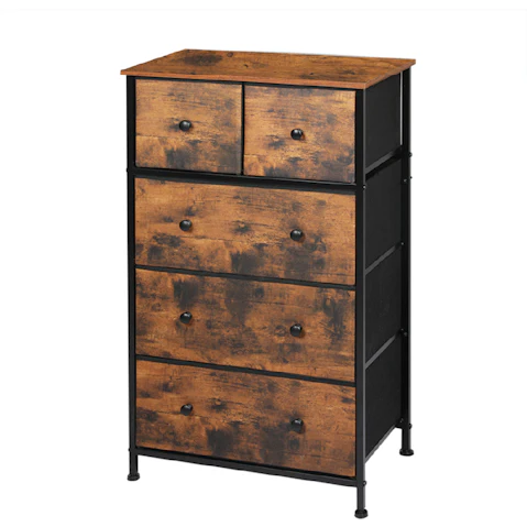 Levede 5 Chest of Drawers Tallboy Dresser - Brown