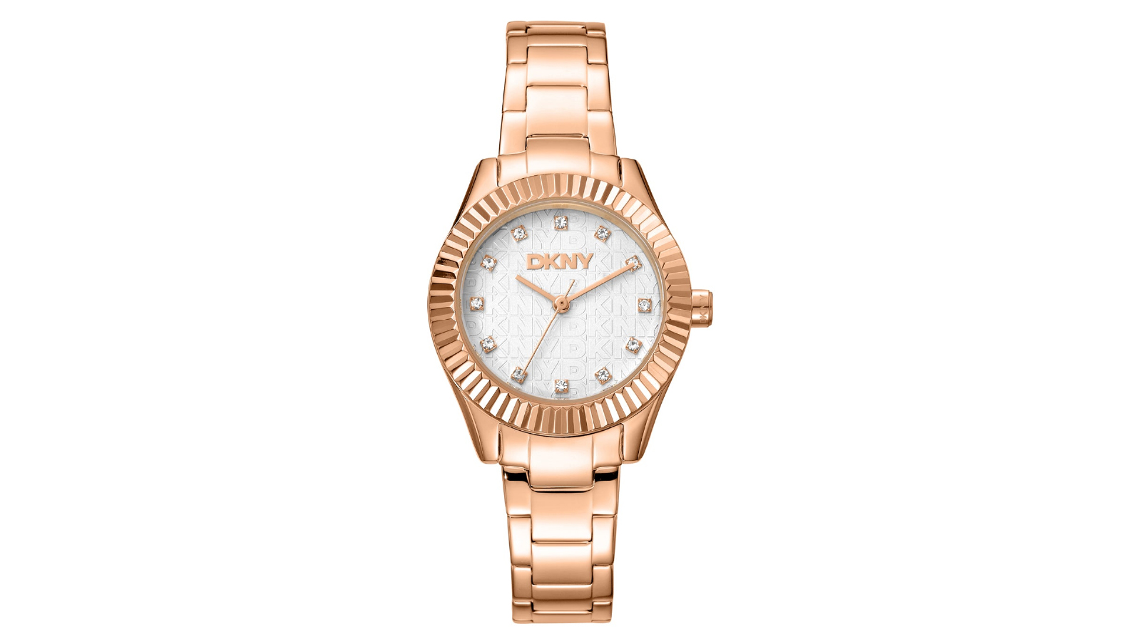 DKNY 30mm Chambers Glitz Womens Rose Gold Stainless Steel Watch With Crystal Accented Dial