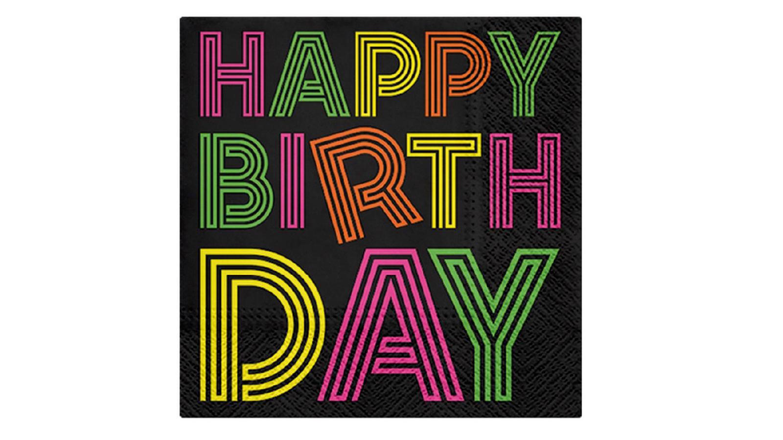 Paw  20 Piece of 3 Ply 33 x 33 cm Lunch Premium Paper Flexo Napcins - Birthday Neon