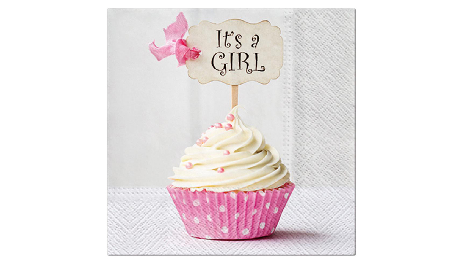 Paw 20 Piece of 3 Ply 33 x 33cm Lunch Premium Paper Flexo Napkins - Its a Girl
