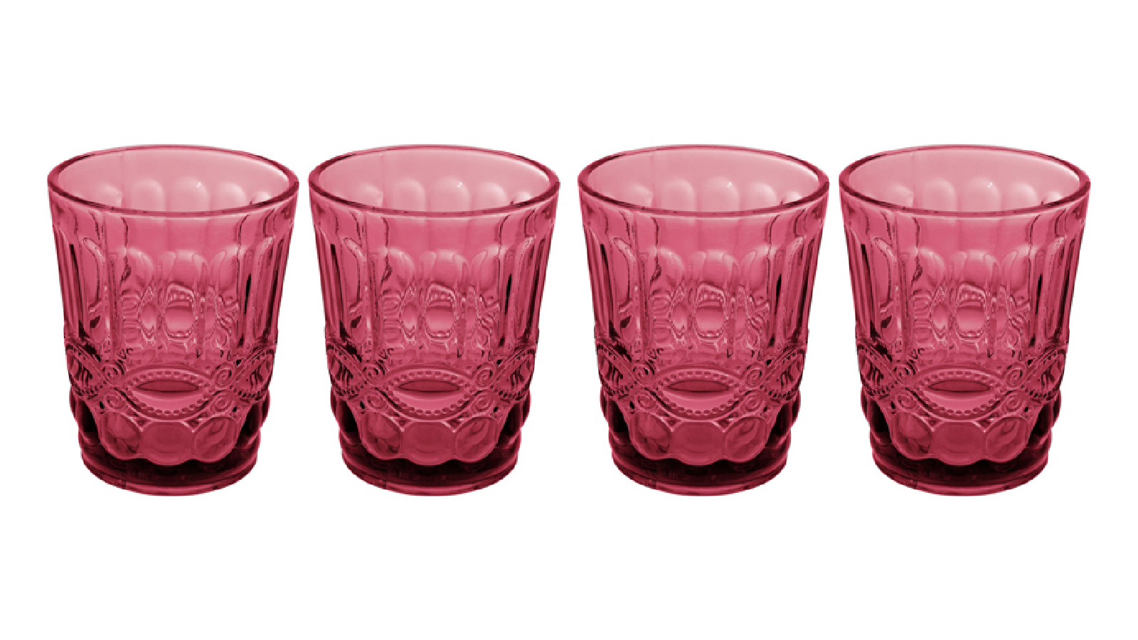 Casa Domani 4 Pack of Gabriella Double Old Fashion Glasses - Pink