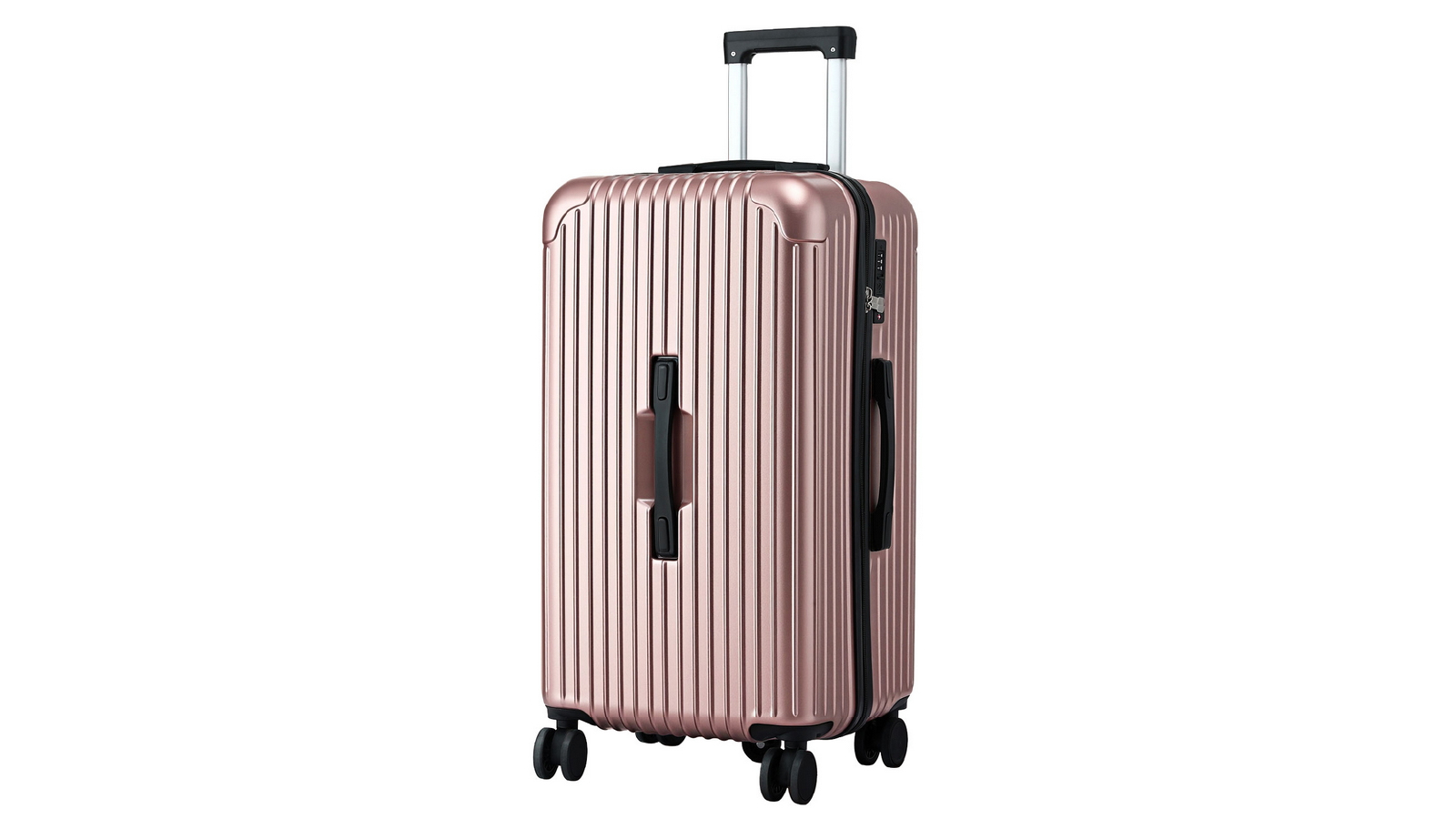 Wanderlite 28 Inch Trunk Luggage Suitcase Travel 5 Wheels Type C Port TSA - Rose Gold