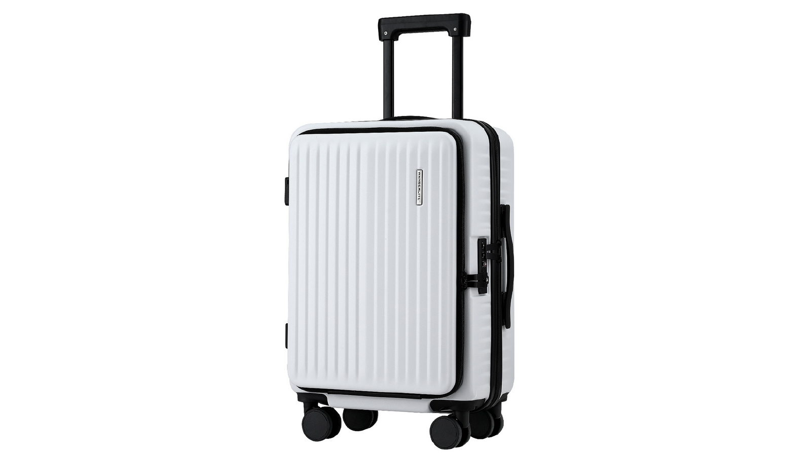 Wanderlite 20 Inch Carry On Front Pocket Luggage Suitcase - White