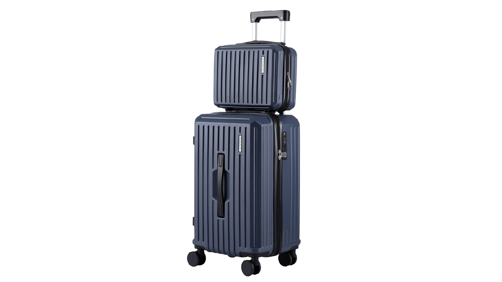 Wanderlite 2 Piece 12 and 20 Inch Carry On TSA Lock Trunk Luggage Suitcase - Navy