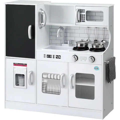 Keezi 80cm Kids Wooden Pretend Kitchen Play Set - White