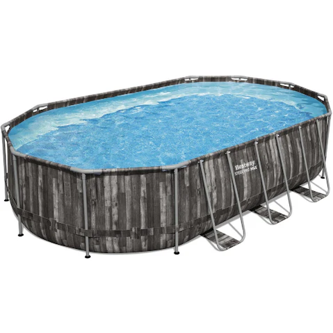 Bestway 6.1 x 3.66m Swimming Pool Steel Frame Pool Set with Filter Pump Ladder Cover