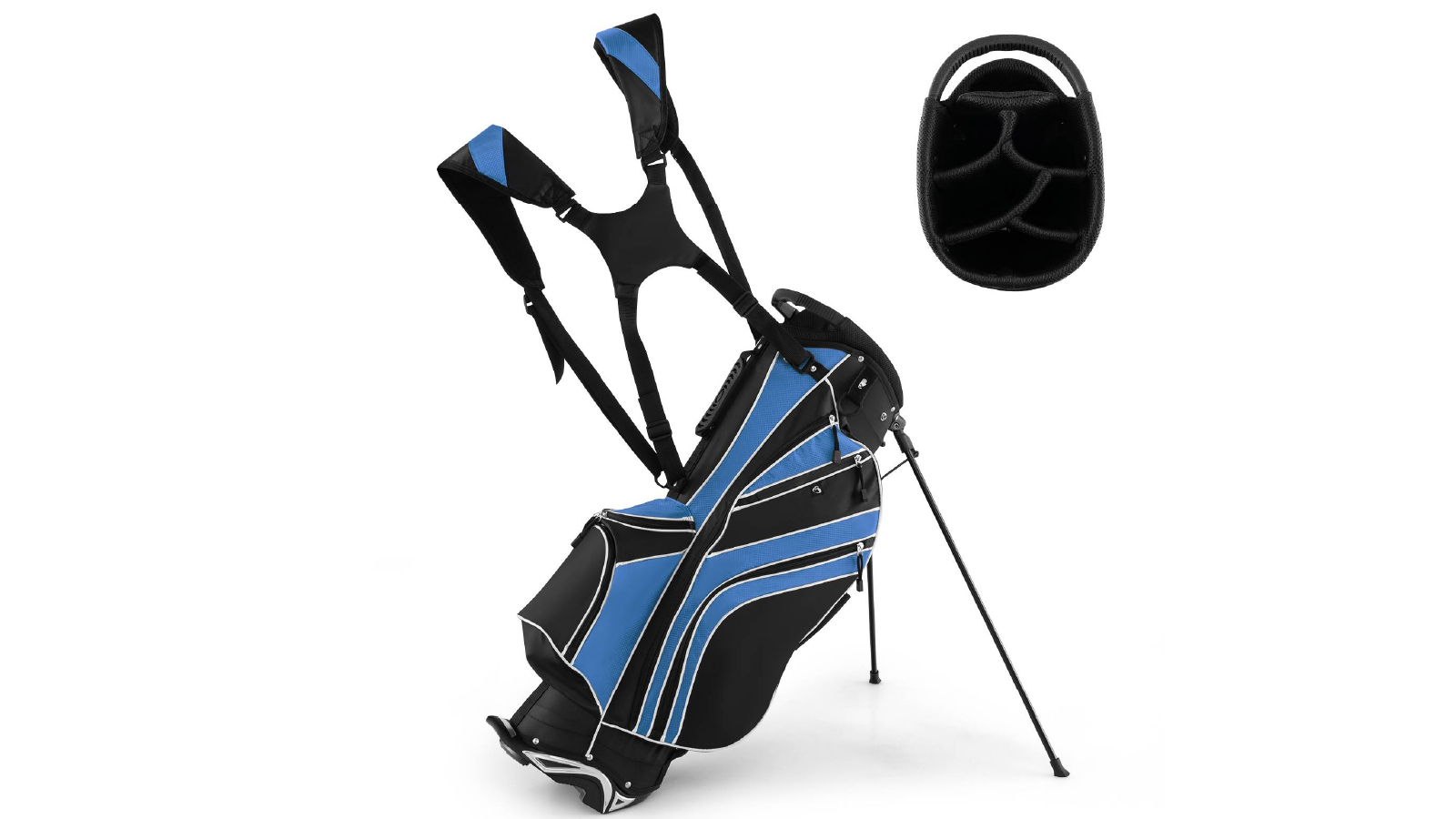 Costway Golf Stand Cart Bag with 6 Way Divider Carry Organizer Pockets Storage - Navy