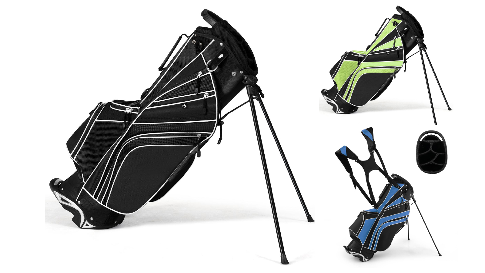Costway Golf Stand Cart Bag with 6 Way Divider Carry Organizer Pockets Storage