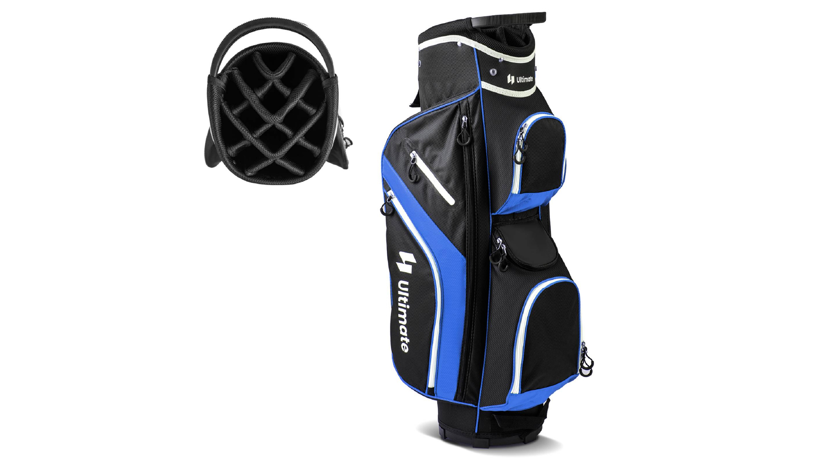 Costway Portable Golf Club Travel Bag with 14 Full Length Dividers and Rain Hood - Blue