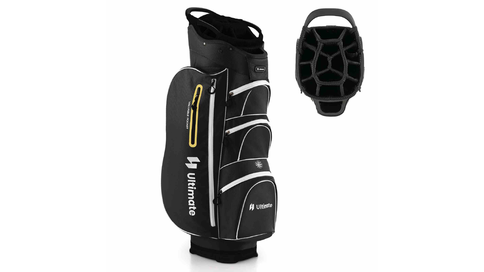 Costway Portable Golf Club Carry Bag with 15 Full Length Dividers and Rain Hood - Black