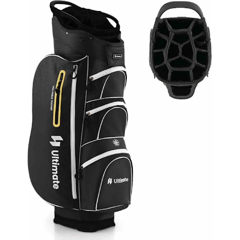 Costway Portable Golf Club Carry Bag with 15 Full Length Dividers and Rain Hood - Black
