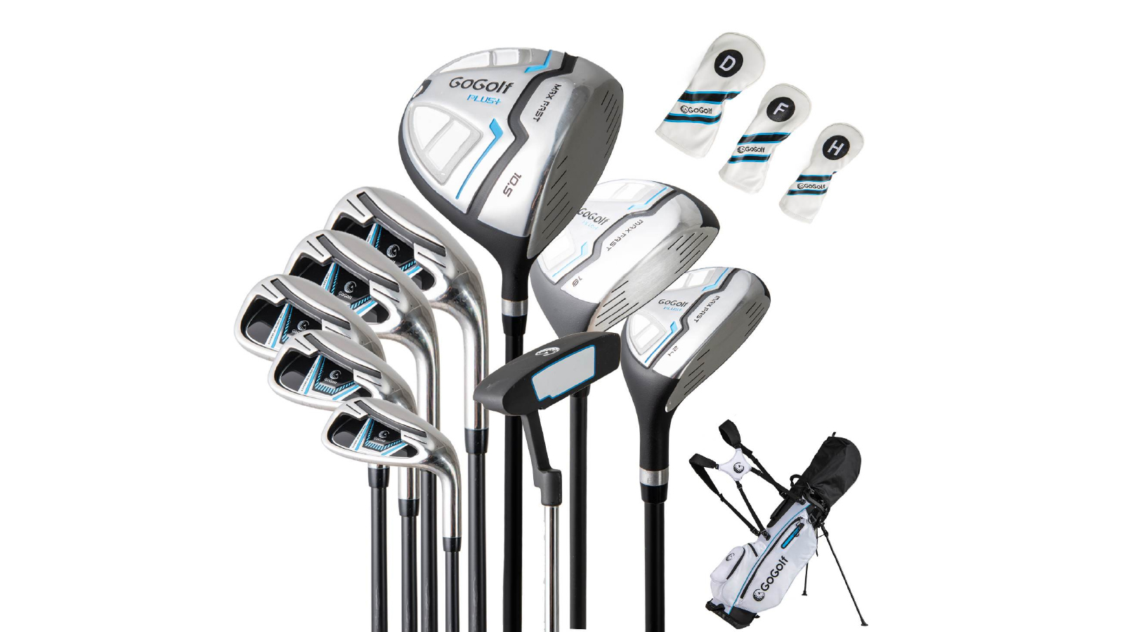 Costway Mens 15 Piece of Portable Complete Golf Club Set with Stand Bag Driver and Putter for Juniors and Professionals - White