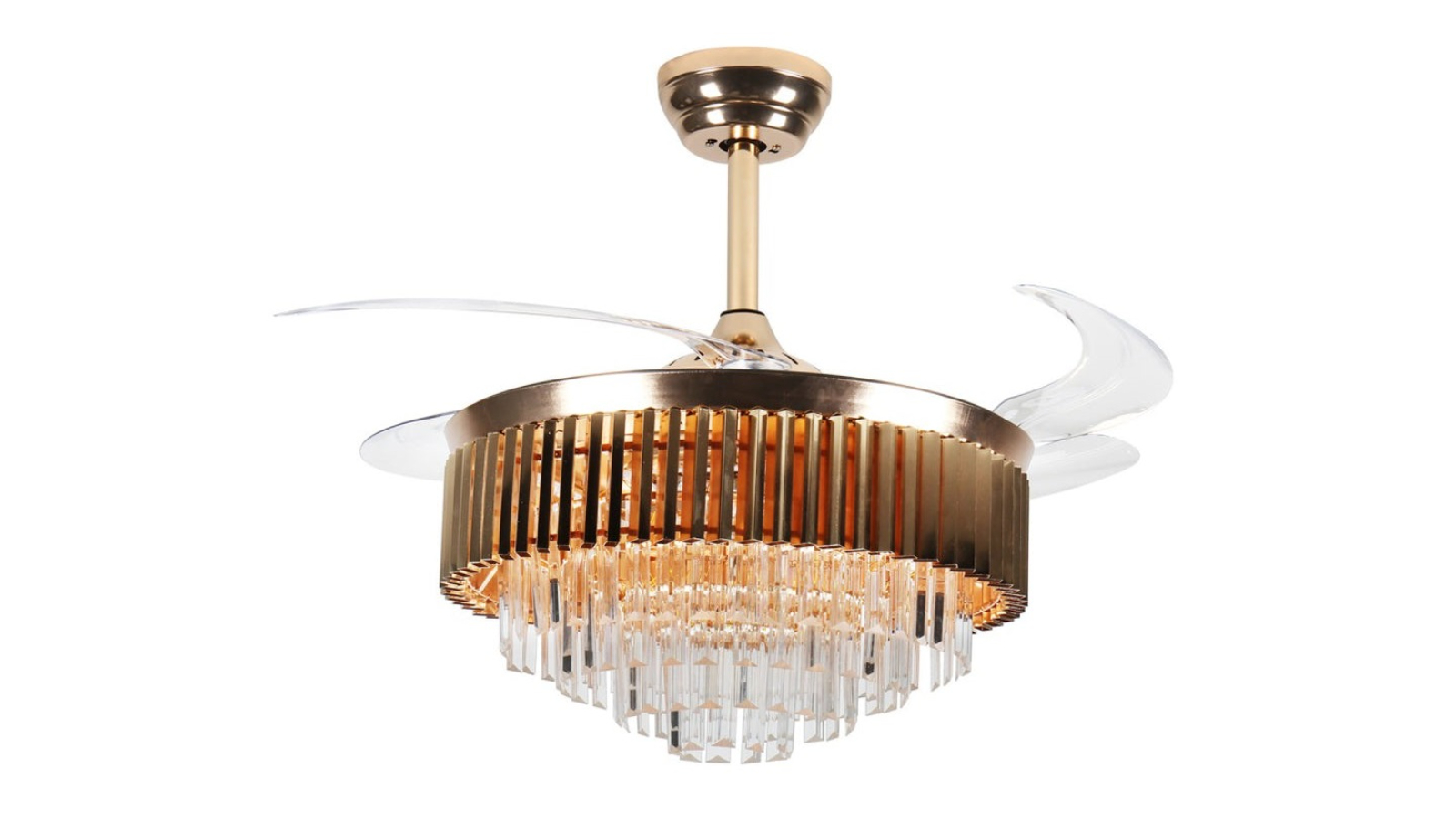 Windora Leontis Gold Crystal Chandelier DC Ceiling Fan with 3CCT LED Remote Control
