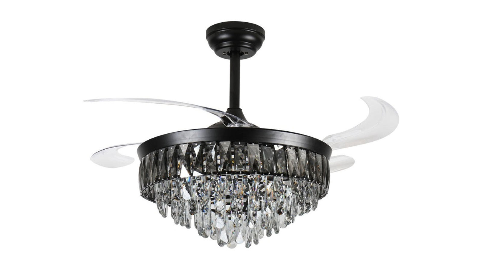 Windora Nyx Black Crystal Chandelier DC Ceiling Fan with 3CCT LED Remote Control
