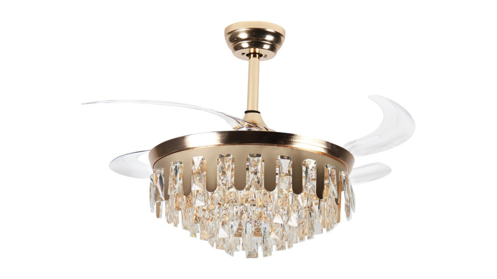 Windora Valen Gold Crystal Chandelier DC Ceiling Fan with 3CCT LED Remote Control
